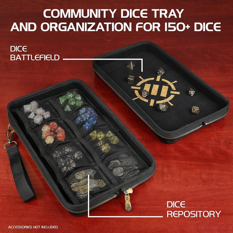 ENHANCE Tabletop Community DnD Dice Case and Rolling Tray - Holder and Storage for up to 500 RPG Dice with Rugged Protective Design, Soft Interior, and Organizer Pockets (500 Capacity) - Image 2